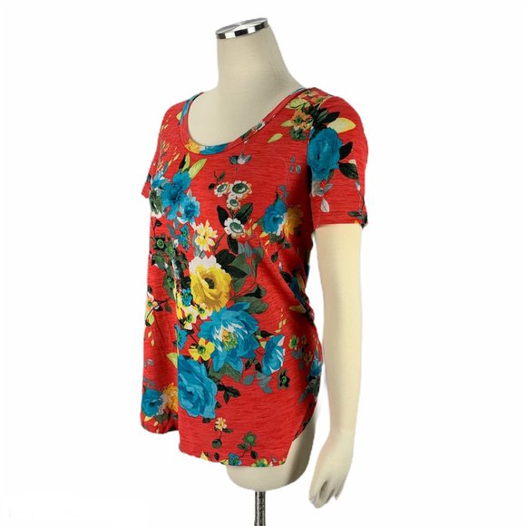 A. Gain Medium Orange Floral Stretch Blouse - Picture 2 of 5